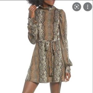 Leith Mock Neck Minidress LARGE Snakeskin